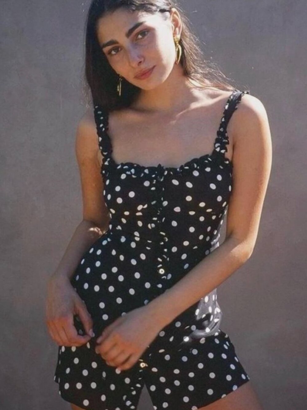 Realisation Par The Julia Dress in Black and White Spot Polka Dot Size M